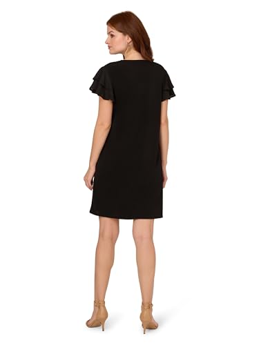 Adrianna Papell Women's V Neck Double Flutter Sleeve Dress2