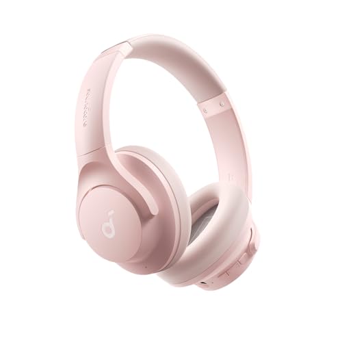 Soundcore by Anker Q20i Hybrid Active Noise Cancelling Headphones, Wireless Over-Ear Bluetooth, 40H Long ANC Playtime, Hi-Res Audio, Big Bass, Customize via an App, Transparency Mode (Pink)