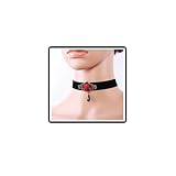 Dishowme Perle Rose Blume Choker Halskette Gotische Samt Spitze Kragen Halskette Vintage Faux Perle Royal Schmuck für Damen Frauen (Schwarz A)