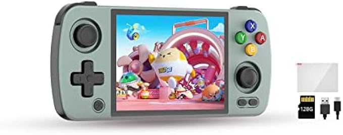 RG405M Pocket Retro Game Handheld Game Console Unisoc Tiger T618 CPU, 4-inch IPS Touch Screen Built-in 4500 mAH Battery 128G TF Card Pre-Loaded 3172 Games Compatible with 5G WiFi and Bluetooth 5.0