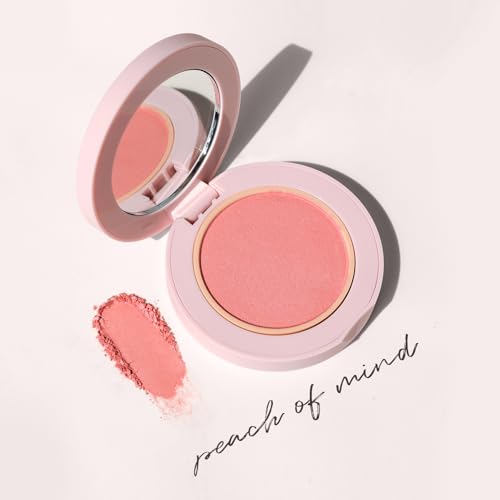 Image of Wander Beauty Hydrating Powder Blush - Lightweight, Peach Blush Makeup with a Blurring, Satin Finish - Buildable Formula with Hyaluronic Acid, Squalane & Aloe Leaf Extract - Peach of Mind - 0.18 oz