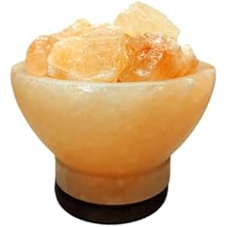 Lamparas De Sal Con Formas AROMASENSES Lámpara de Sal del Himalaya con formas, con Base de Madera, Cable y Bombilla - Natural 100% - Hecha a Mano. (CUENCO PEQUEÑO)