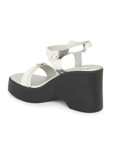 Image of ELLE Women Classic Wedges Heel Sandal with Buckle details