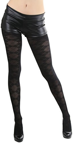 Image of ToBeInStyle Women's Argyle Checkered Diamond Rhombus Net Opaque Sheer Tights Pantyhose
