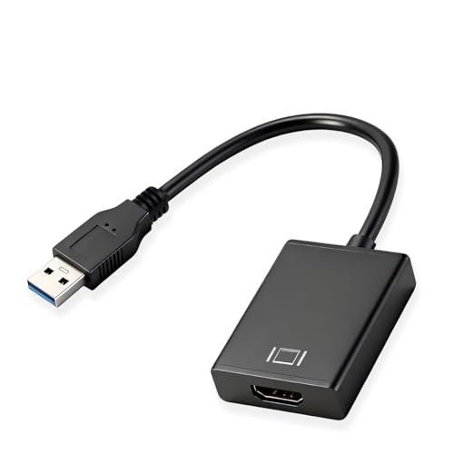 Adaptateur USB vers HDMI 1080p Full HD, Convertisseur USB 3.0 2.0 vers HDMI avec Vidéo Audio Synchronisée, Mode Miroir Étendu pour PC Moniteur TV Projecteur...