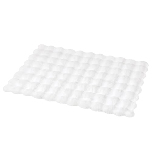 Ashler Faux Rabbit Fur Rug, White 5x7 FT Fluffy Soft Runner Area Rugs, Rectangle Fuzzy Carpet for Living Room, Bedroom, Machine Washable Shaggy Nursery - 3D Bubble Mat