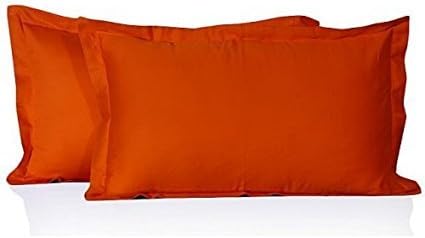 LaxLinen 250 Thread-Count Super Soft Quality 100% Egyptian Cotton King/Super King Size Oxford Pillow Sham, Orange Solid 250 TC (King/Super King, Orange)