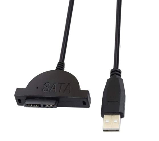 1Goal USB 2.0 to 7+6 13 Pin Slimline Slim SATA II Laptop CD/DVD Drive Adapter Cable,Black