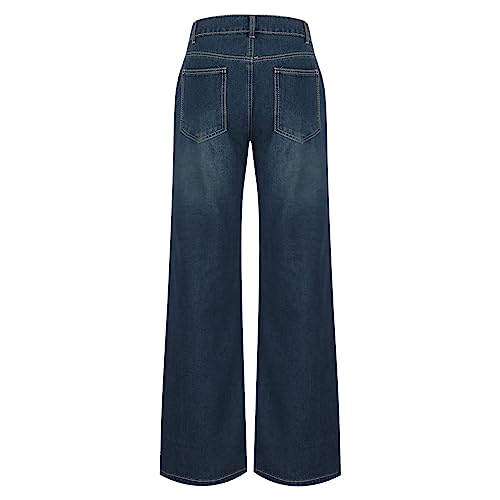 Women's High Waisted Flare Jeans with Belt Bootcut Stretchy Denim Pants Full Length Wide-Leg Straight Denim Pants3