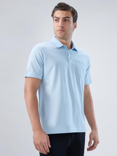 Image of Park Avenue Men Regular Fit Solid Pattern Pure Cotton Half Sleeve Polo Neck Loungewear T-Shirt