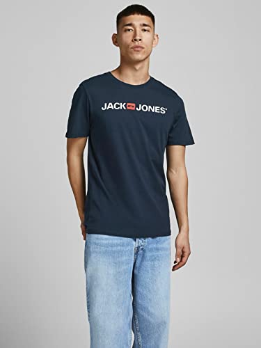 Jack & Jones Packung mit 2 T-Shirts in Übergröße, Rundhalsausschnitt, Druck, Design Logo Oversize, 2er Pack (2 x Navy Blazer), Small – Ansicht 2