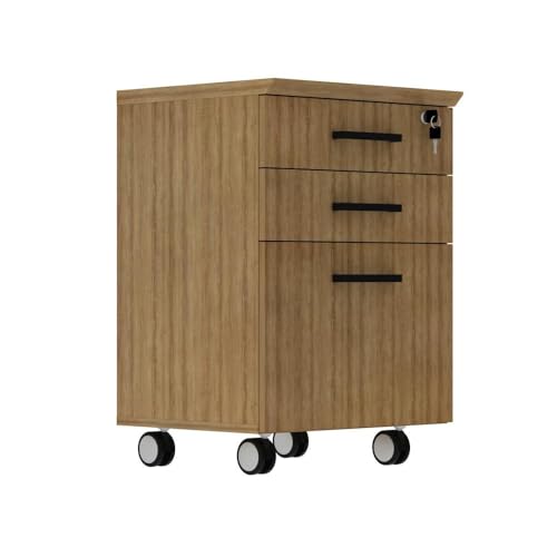 Gaveteiro Arquivo 3 Gavetas 1 Chave com Rodízio 46cm Tecnomobili Amêndoa - Me4196