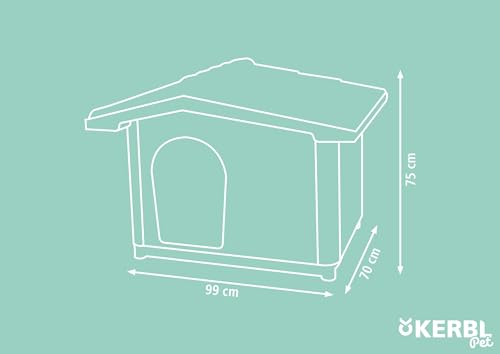 Kerbl Pet Hundehütte Levin Eco, graugrün/braun, 99x70x75 cm, Hundehöhle, recycelter Kunststoff, Hunde