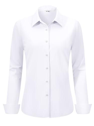 CBOO Women's Stain-Resistant Shirts Wrinkle Free & Non Iron Long Sleeve Button Down Blouse Office Tops