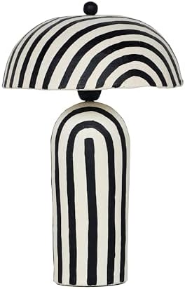 Tov Furniture Maiori Black Striped Papier Mache Table Lamp