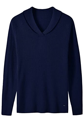 ZHILI Pull à col châle pour homme - Coupe ajustée - Décontracté - En tricot torsadé, noir foncé, Taille M Cover