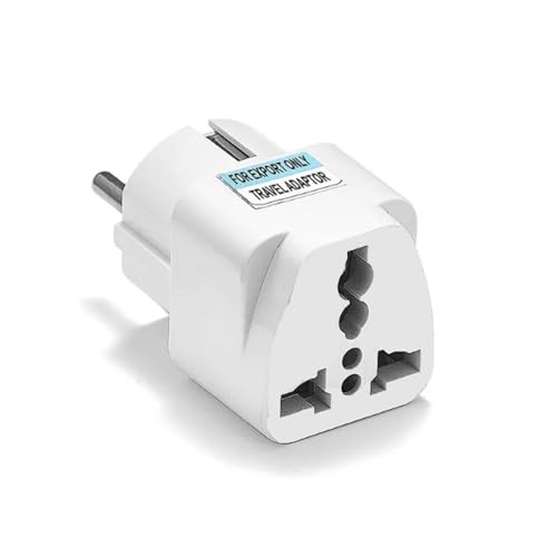 Adaptador de Enchufe Universal a Europa Tipo C/F, Compatible con UK, EE.UU., Australia y China, Adaptador de Viaje Compacto para España y UE, Blanco