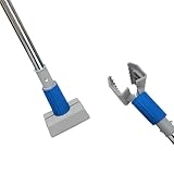KLHB-YF Heavy Duty Commercial Jaw Clamp Mop Handle 55.7 Inch, Thickened Stainless Steel Blue Mop Stick, Industrial Grade Replacement Adjustable Mop Rod