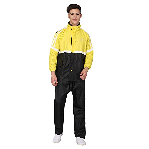 Image of THE CLOWNFISH Men's Waterproof Casual Style Polyester Double Coating Reversible Raincoat With Hood And Reflector Logo At Back For Night Travelling