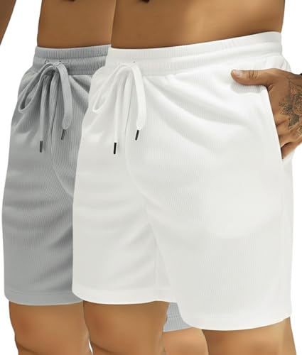 Image of INKKR Men's Premium Polyester Casual Ribbed Shorts ||Loose Fit with 2 Pocket Shorts