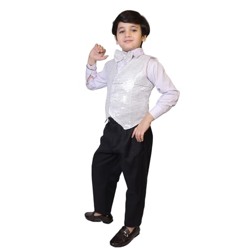 Image of Kaku Fancy Dresses Plain Waistcoat for Kids /Plain Jacket for Kids | Sequin Work Shinning Waist Coat For Annual Day Dance Competition (Only Jacket /Waistcoat - Shirt & Pant Not Included)