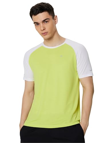 Image of Symbol Premium Men's Solid Regular Fit Sports Stretch T-Shirt | Round Neck | Raglan Sleeve | Moisture-Wicking | Activewear | Running | Gym | Plain (Available in Plus Sizes)