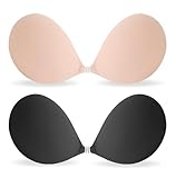 MITALOO Adhesive Bra Invisible Sticky Strapless Push up Backless Reusable Silicone Covering Nipple Bras Black Nude
