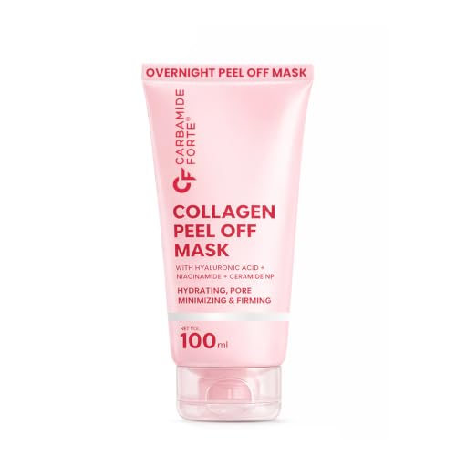 Image of Carbamide Forte Collagen Peel Off Mask for Korean Glass Skin | Collagen mask overnight with Hyaluronic Acid, Niacinamide & Ceramide NP | Pore Minimizing, Firming & Skin Brightening Mask | For All Skin Types | 100 ml