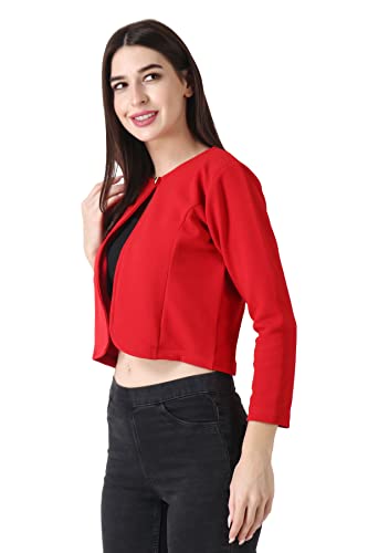 Image of Kemy Women Solid Button Crop Shrug