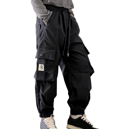 Girls Cargo Pants High Waisted Casual Sweatpants with Drawstring Loose Fit Comfortable Kids Tall Pants with