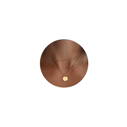 M MOOHAM Dainty Gold Necklace for Women - Gold Necklace Layered Initial F Necklaces for Teen Girls Layered Necklace Set Layered Gold Necklaces for Women Gold Necklaces for Teen Girls
