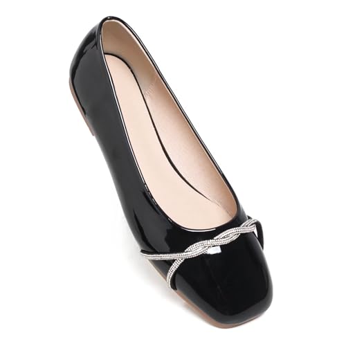 Image of TN TANGNEST Womens Casual Flats Fashion Chain Pointed Toe Ballet Flats Rhinestone Flats Comfort Slip On Dress Shoes