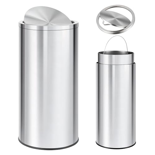 GarveeHome 18.5 gal Stainless Steel Trash Can, 70 L Kitchen Garbage Can with Flipping Lid & Removable Inner Bucket, Large Rubbish Bin Waste Container for Office, Hotel, Silver by GarveeHome - Used condition - US$58.17