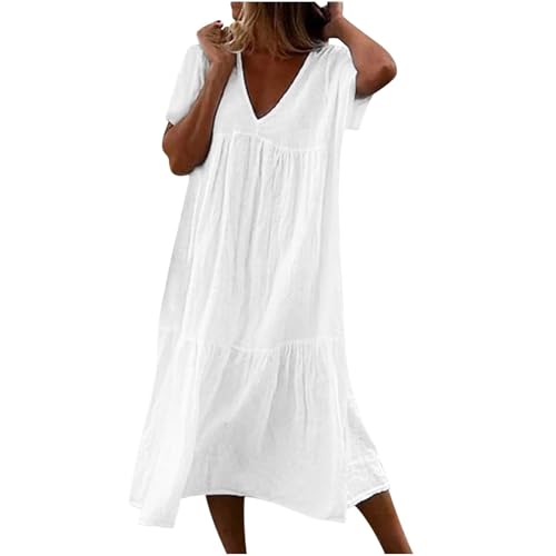 Robe pull femme decontractee col couture robe ample unie manches courtes tendance