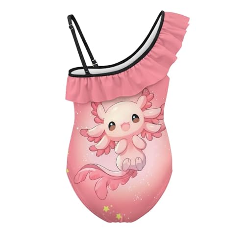 Girls One Piece Swimsuits Cute One Shoulder Ruffle Swimwear Quick Dry Bathing Suit with Adjustable Strap2