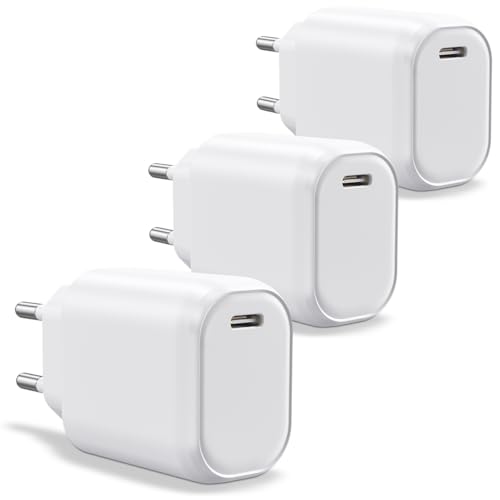 WAYTEX Pack de 3 Chargeurs Rapide 20W USB C, QC 3.0 + PD Puce IC Charge sécurisée et Protection Batterie, pour Smartphone, Tablette, Ordinateur Portable, iPhone, iPad, Samsung