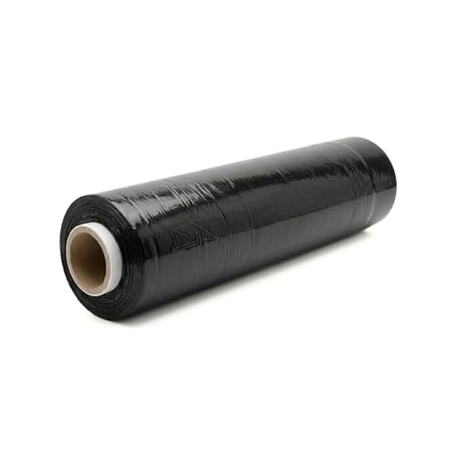 Straame Heavy Duty Strong Pallet Wrap Cling Film Packaging for Industrial House Moving Packing Furniture Wrapping Storage - Tear Resistant - Water & Moisture Proof 400mm x 250m (Black 1 Roll)