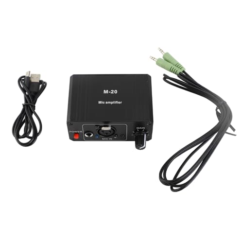Fockety Preamplificador de micrófono, preamplificador de Refuerzo de micrófono con Ganancia máxima de 27db 48V Phantom Power, preamplificador de micrófono para Estudio en casa, podcasts