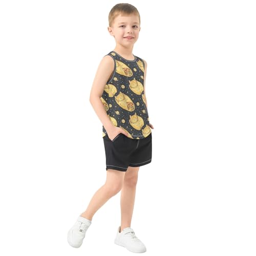 Boys Tank Top Shirts Cartoon Cat and Taco Sleeveless T-Shirts Crew Neck for Kids Clothing Children4