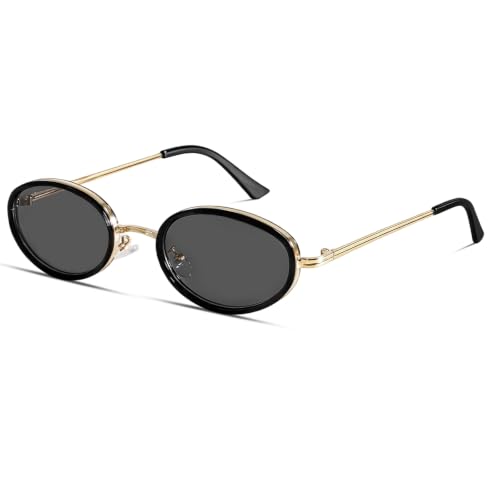 Image of boten Retro Oval Sunglasses for Women 90s Small Gold Frame Sun Glasses Lightweight Cute Chic Sunnies