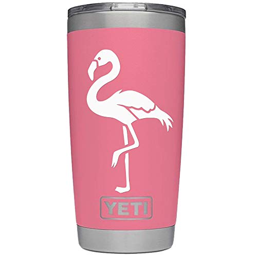 ViaVinyl Flamingo decal. Perfect for Yeti and RTic tumbler mugs and cups, iPhone and Android, Macbook and Laptops, iPads and tablets and more! (White)