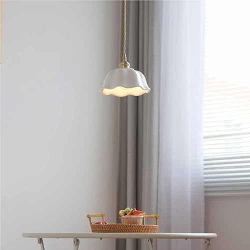 Lámpara de techo de cerámica blanca E27 con forma de flor para dormitorio 4