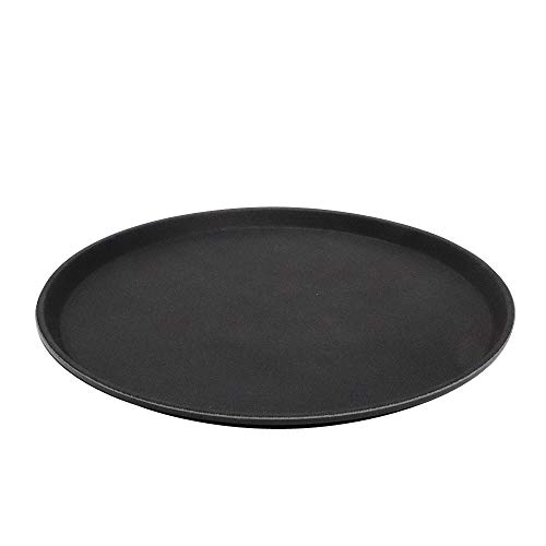 APS Bandeja «Gastro», bandeja negra para servir, bandeja de fibra de vidrio con superficie antideslizante, diámetro 40,5 x altura 2 cm, negro, 549, diámetro 40,5 cm, altura: 2 cm