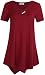 MISSKY Women Round Neck Plain Long Sleeve Knee Lenght T Shirt Simple Loose Casual Dresses Wine Red S