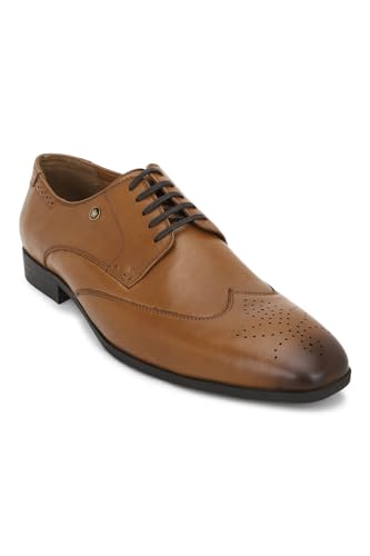 Image of Louis Philippe Men Premium Leather Breathable Lining Material Anti Slip with Heel TPR Sole Formal Derby Shoes