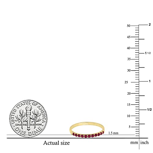 0.20 Cttw 10k Solid Gold Round Ruby Womens Anniversary Wedding Ring Stackable Band 1/5 CT3