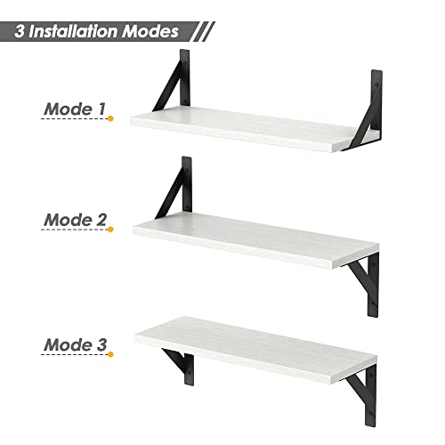 Forbena White Floating Shelves For Wall Decor Set Of 3, 17 X 6 Inches Bathroom Shelf Over Toilet, Small Modern Mounted Shelves For Kids Bedroom Nursery Office Living Room Books Picture Frames #TOP5