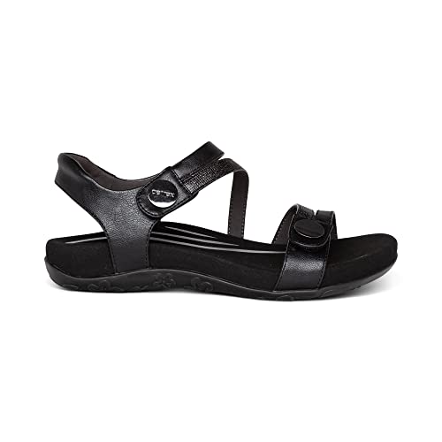 Image of Aetrex Women's Jess Orthopedic Adjustable Quarter Strap Sandals - Comfort Memory Foam Fashion Flat Womens Sandals with Arch Support