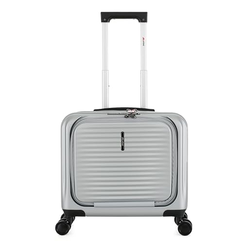 ALPINI Valise mallettes Cabine Affaire à 8 roulettes, Compatiment pour PC 13 à15 Pouces ou Tablette (B-Pilot-R, Gris (Silver), Cabine 42.5x20x44cm -31L)
