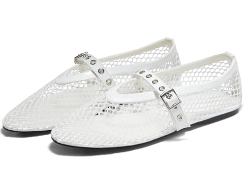Image of Coutgo Womens Mesh Ballet Flats Mary Jane Fishnet Ballerina Buckle Strap Comfortable Causal Dress Shoes